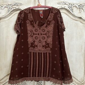 Johnny Was chocolate brown tunic.